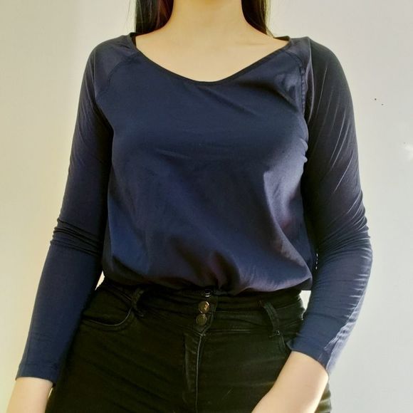 ✨2FOR15$✨French Connection Dark Blue/Navy Long sleeve T-Shirt - Picture 4 of 9